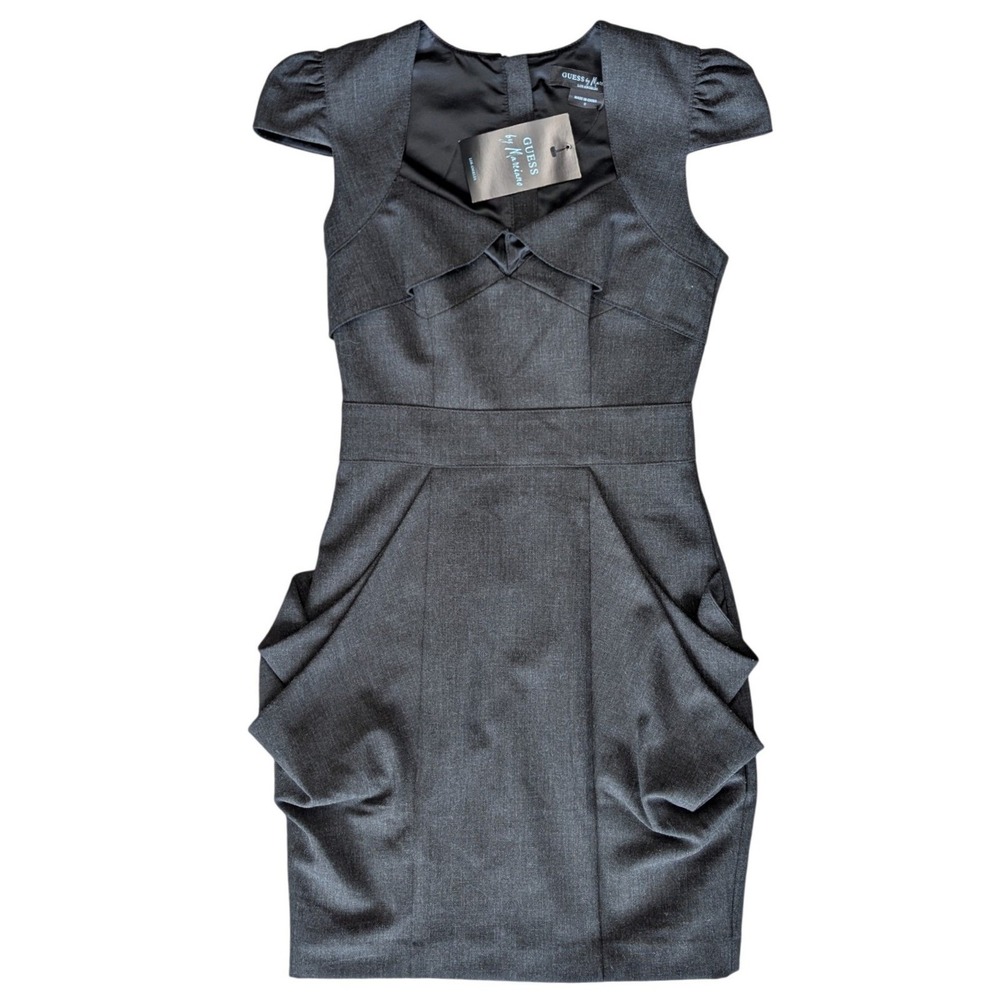 NWT Guess by Marciano Sz. 2 Grey Bodycon Cap Sleeve Midi Dress